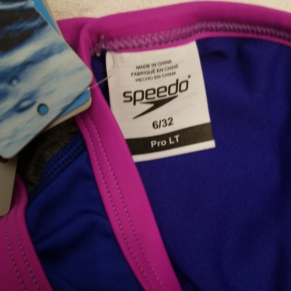 NWT Speedo Pro LT one piece swimsuit blue pink - Picture 4 of 7